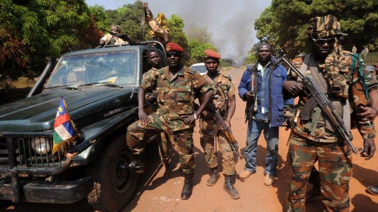 Seleka rebels in village outside town of Damara - 10 January