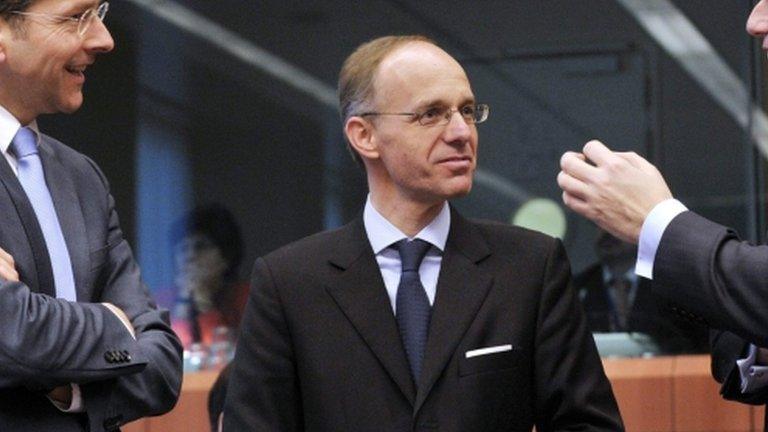 Luc Frieden pictured at the meeting of eurozone finance ministers in March