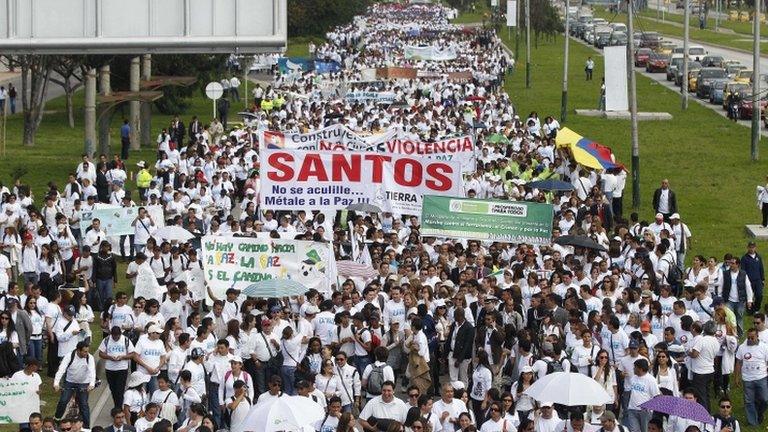 Colombians march for peace in Bogota