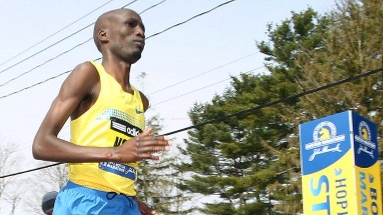 Wesley Korir running in the Boston Marathon