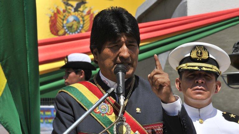 Bolivian President Evo Morales delivers a speech in La Paz