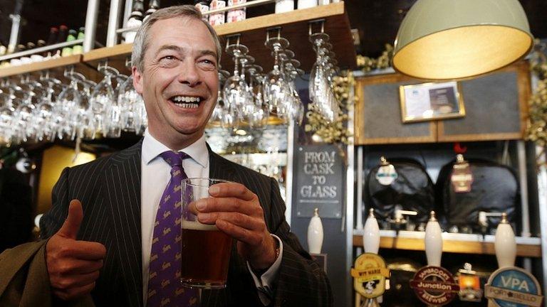 Nigel Farage celebrates UKIP's results