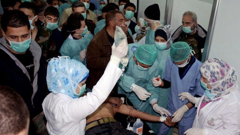 A photo released by Syria's state news agency purportedly showing victims of a chemical weapons attack at Khan al-Assal (19 March 2013)