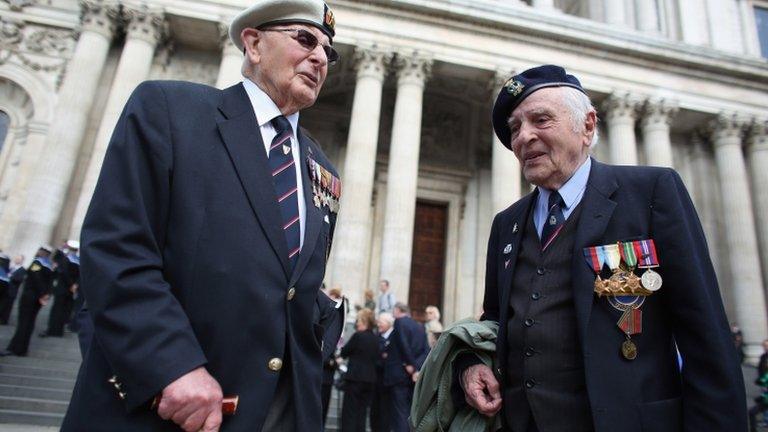 Veterans of the Battle of the Atlantic outside St Paul's Cathedral on 8 May 2013