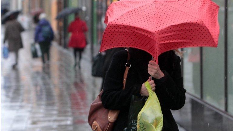 Shopper with umbrella