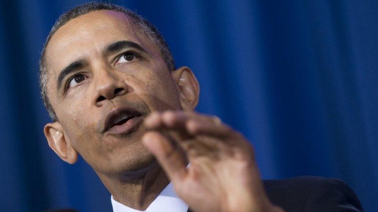 US President Barack Obama speaks about his administration's drone and counterterrorism policies, as well as the military prison at Guantanamo Bay, at the National Defense University in Washington, DC 23 May 2013