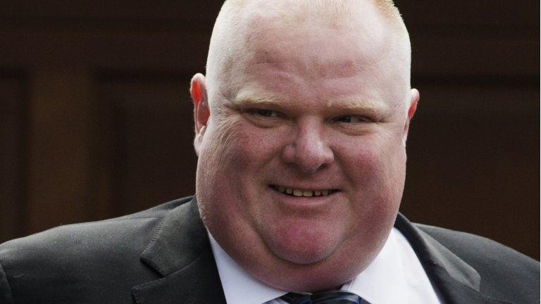 Mayor Rob Ford outside his house in Toronto, Canada 24 May 2013