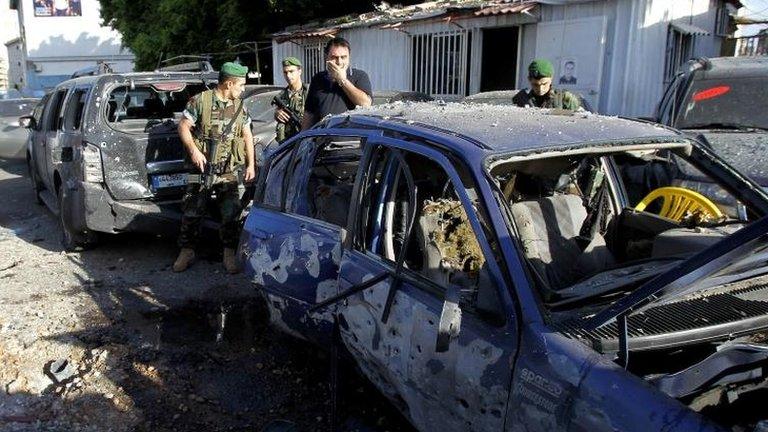 Car showroom struck by rocket in Beirut, 26 May