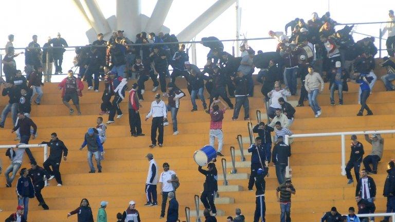 Lanus supporters in La Plata