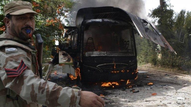 Bombed university bus in Quetta, 15 June