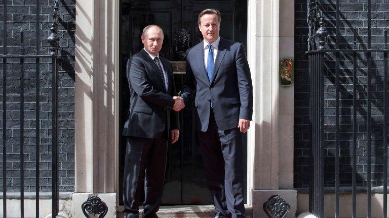 President Putin and Prime Minister Cameron outside Downing Street