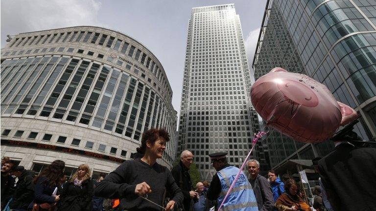 Canary Wharf banking protest