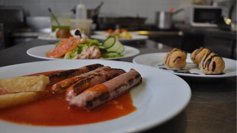 Food in the kitchen of La Trobada restaurant, Terrassa, Spain