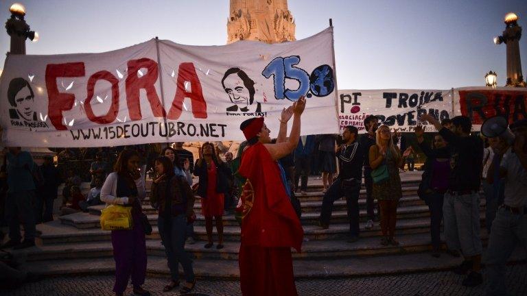 Protesters in Lisbon