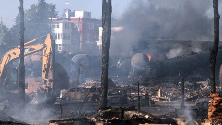 Debris at the site of the blast in Lac-Megantic