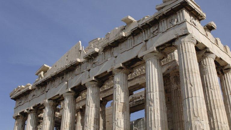 The ancient Parthenon temple is seen on the Acropolis Hill in Athens, 2005