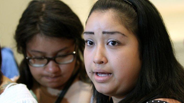 Ricardo Portillo's daughter Johana Portillo, 26, speaks with reporters following a hearing in Salt Lake City 5 August 2013