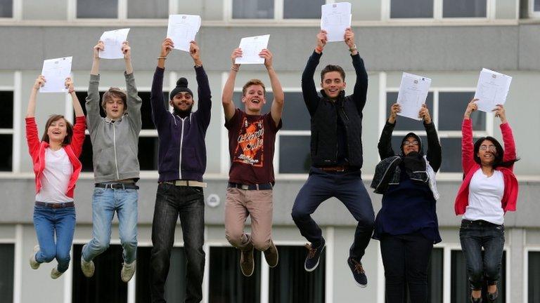 Students celebrate their exam results