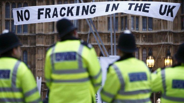 Environmentalists protesting against fracking