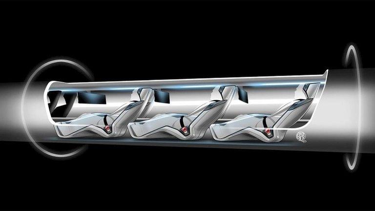 A concept image of the Hyperloop, released by Tesla Motors