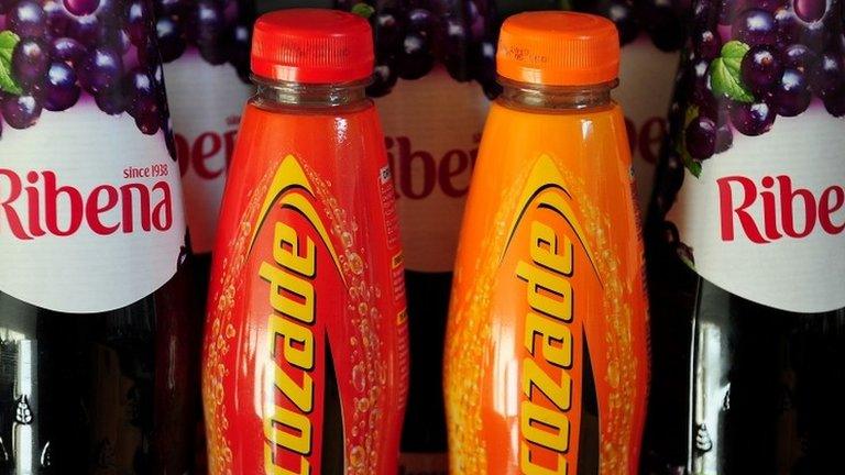 Ribena and Lucozade bottles