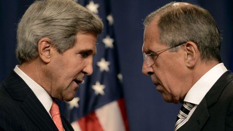 US Secretary of State John Kerry and Sergei Lavrov in Geneva (14 September 2013)