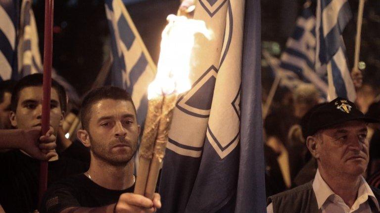 Golden Dawn supporters on a march