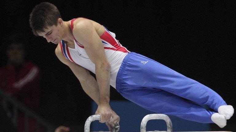 Max Whitlock performs his routine on the pommel horse