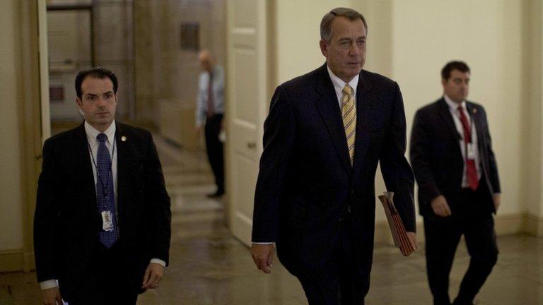 US House Speaker John Boehner (R-OH) arrives at the US Capital Building 9 October 2013