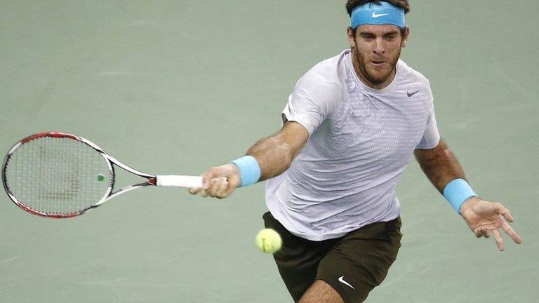 Juan Martin del Potro in semi-final action against Rafael Nadal in Shanghai