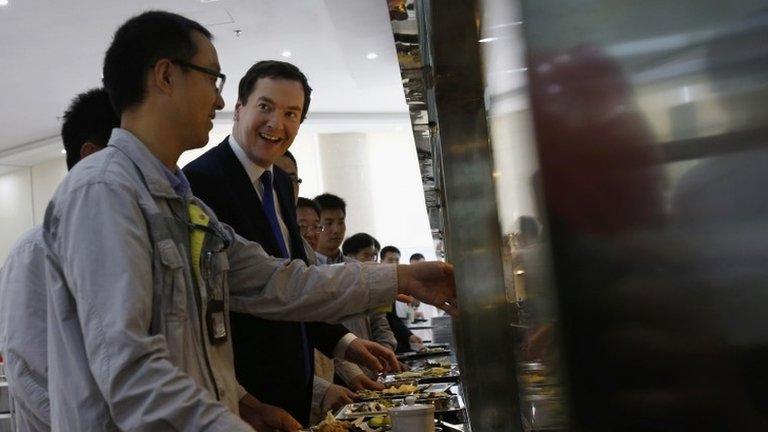 George Osborne with Chinese nuclear workers in Taishan