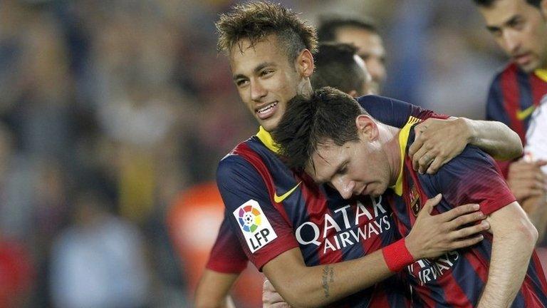 Barcelona's Neymar (left) and Lionel Messi