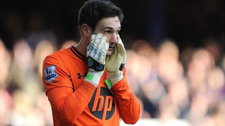 Tottenham goalkeeper Hugo Lloris suffered a serious head injury at Everton