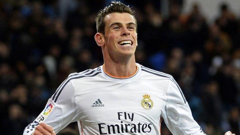 Real Madrid's Gareth Bale scores his third goal