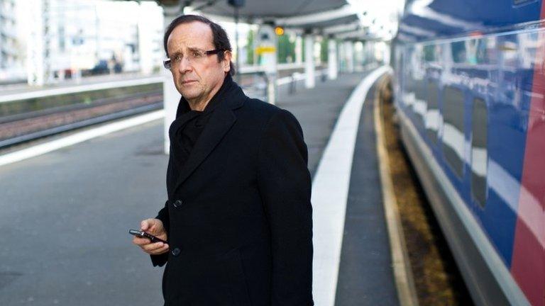 Francois Hollande in Le Mans, France, on 28 February 2011, soon after his prostate treatment