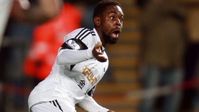 Swansea's Nathan Dyer celebrates scoring