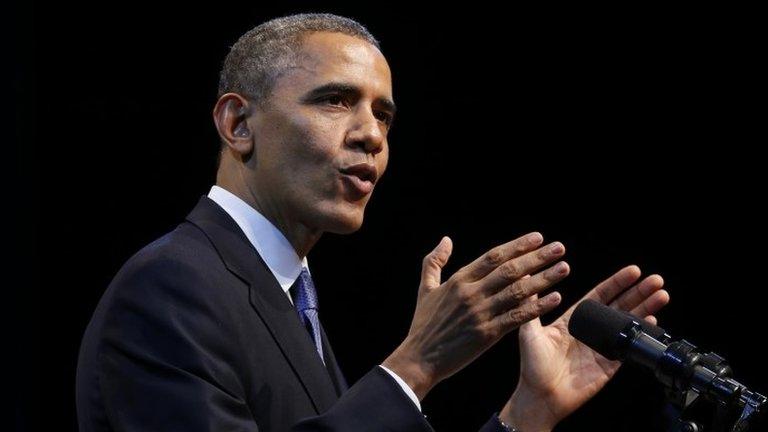 President Barack Obama speaks about the economy at an event hosted by the Center for American Progress in Washington 4 December 2013