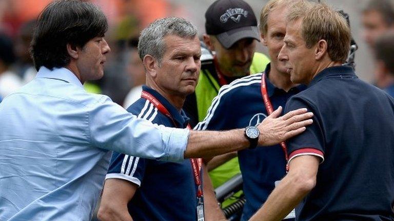 Germany coach Joachim Low (left) and Jurgen Klinsmann (right)