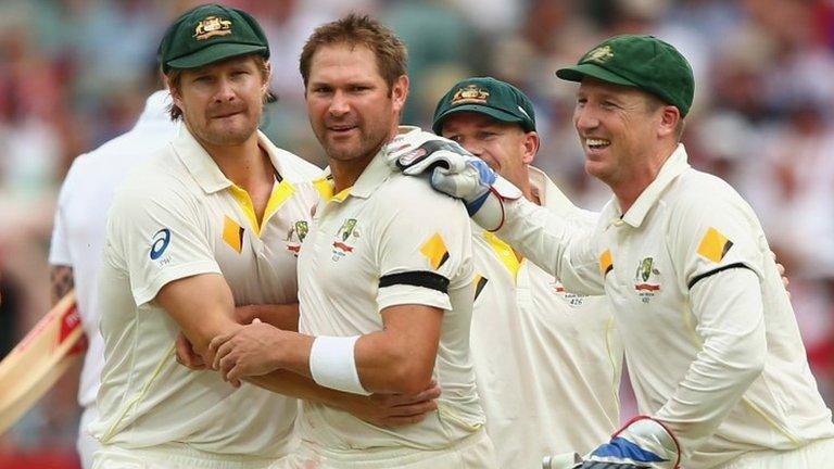 Ryan Harris and Australia celebrate