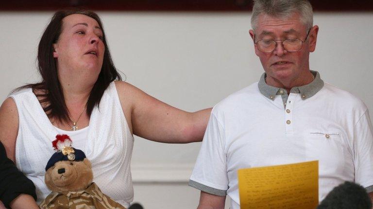 Ian and Lyn Rigby speaking at a press conference