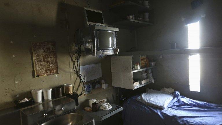 A prison cell is shown in the Secure Housing Unit (SHU) at the Corcoran State Prison, California 1 October 2013