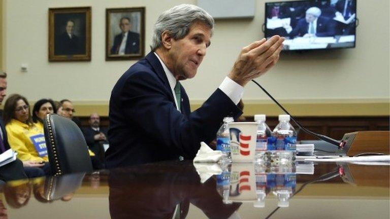 US Secretary of State John Kerry testifies on agreements over Iran"s nuclear programs, before the House Foreign Affairs Committee on Capitol Hill in Washington, 10 December 2013