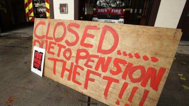 A sign outside a fire station bearing the words: "Closed due to pension theft."