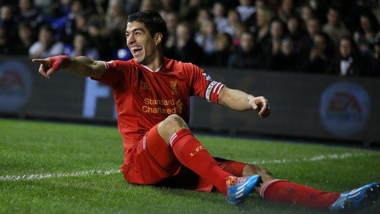 Luis Suarez celebrates