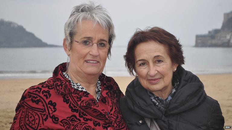 Axun Lasa (left) and Mari Carmen Hernandez, who both lost loved ones in the conflict