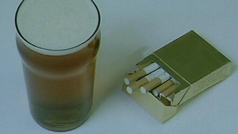 Pint of beer and a packet of cigarettes