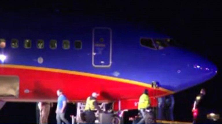 A Southwest Airlines flight is seen at Taney County Airport on 12 January 2014