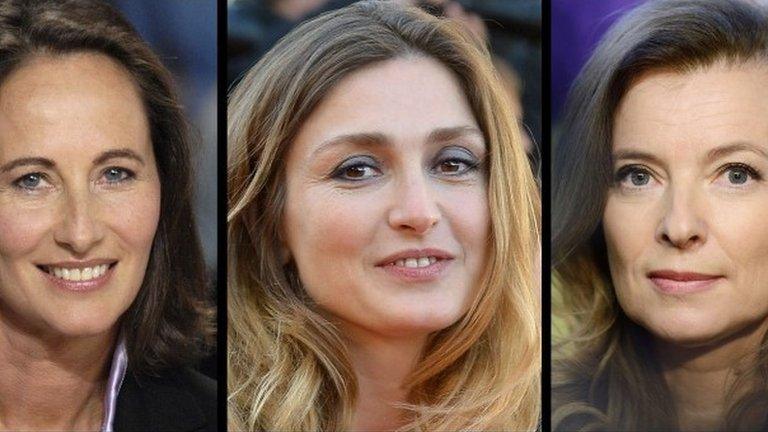 Segolene Royal (l), Julie Gayet (c) and Valerie Trierweiler