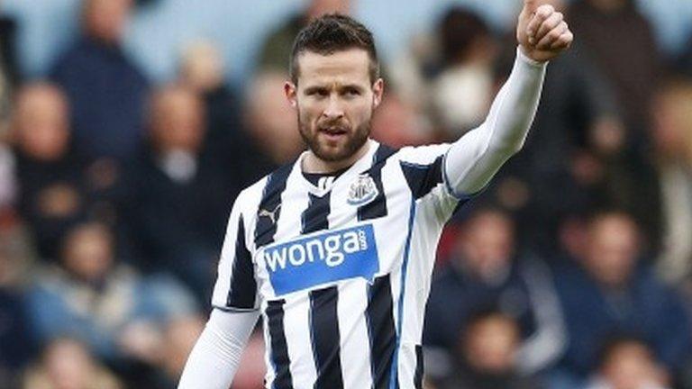 Newcastle's Yohan Cabaye celebrates after scoring