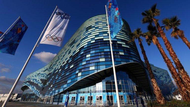 Sochi Olympic flags and venue